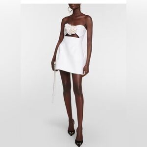 Magda Butrym White Floral-appliqué wool bustier dress! NWT- size FR 40- US 8